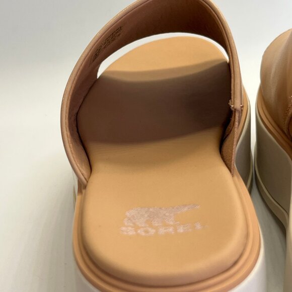 Sorel Dayspring Slide Sandal Size 8.5 Tan Leather Platform Comfort Casual Shoe - Picture 9 of 15